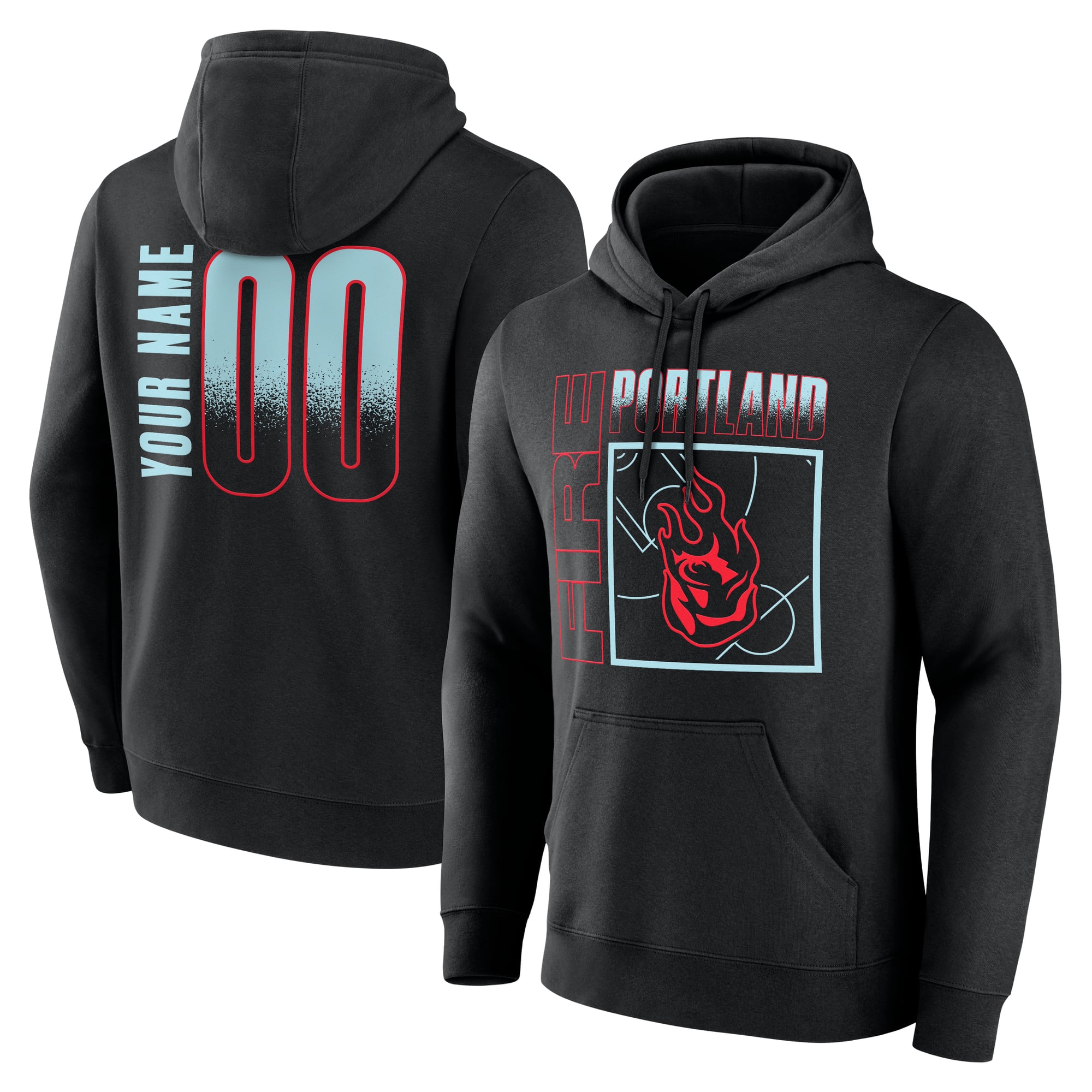 Men's Black Portland Fire Home Court Pop Personalized Name & Number Hoodie