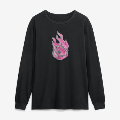 Portland Fire  Metallic Mascot Long Sleeve T-Shirt - Black