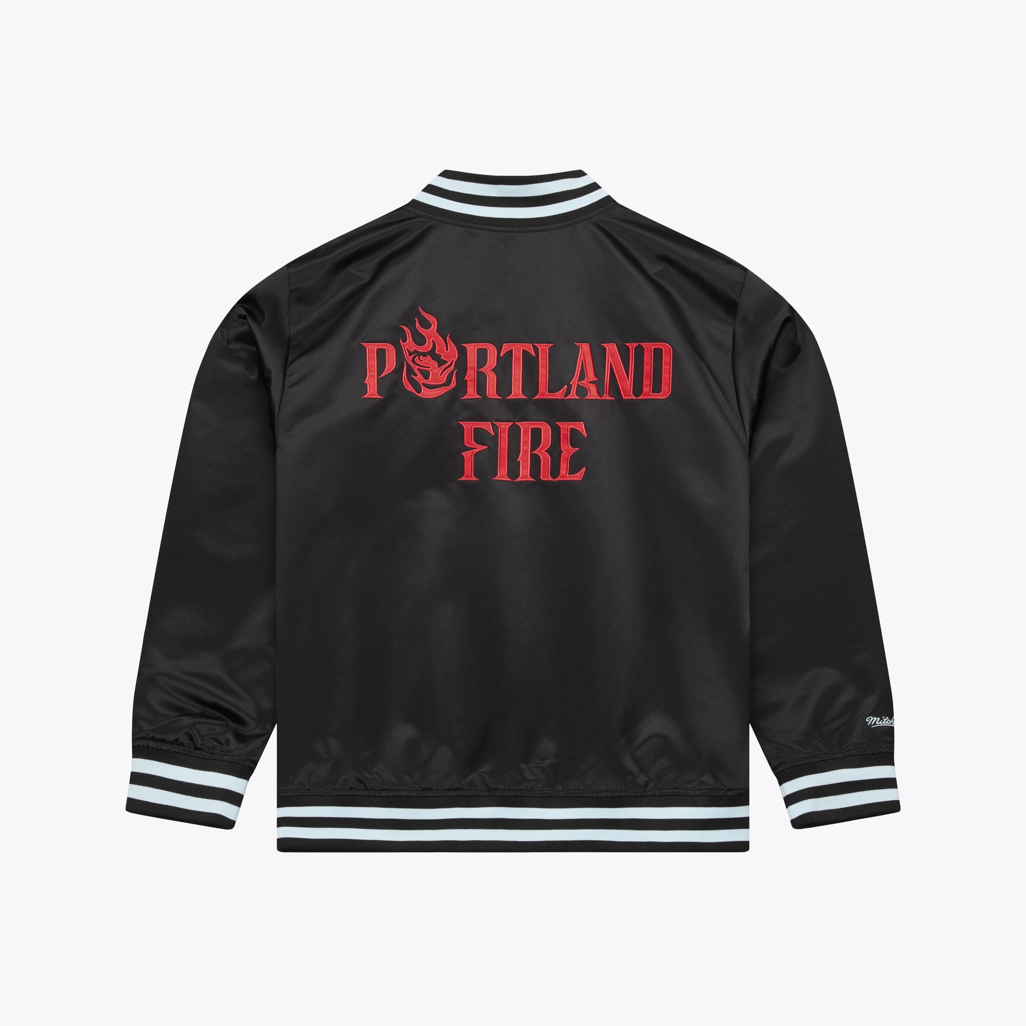 Men's Mitchell & Ness Black Portland Fire Lightweight Satin Jacket