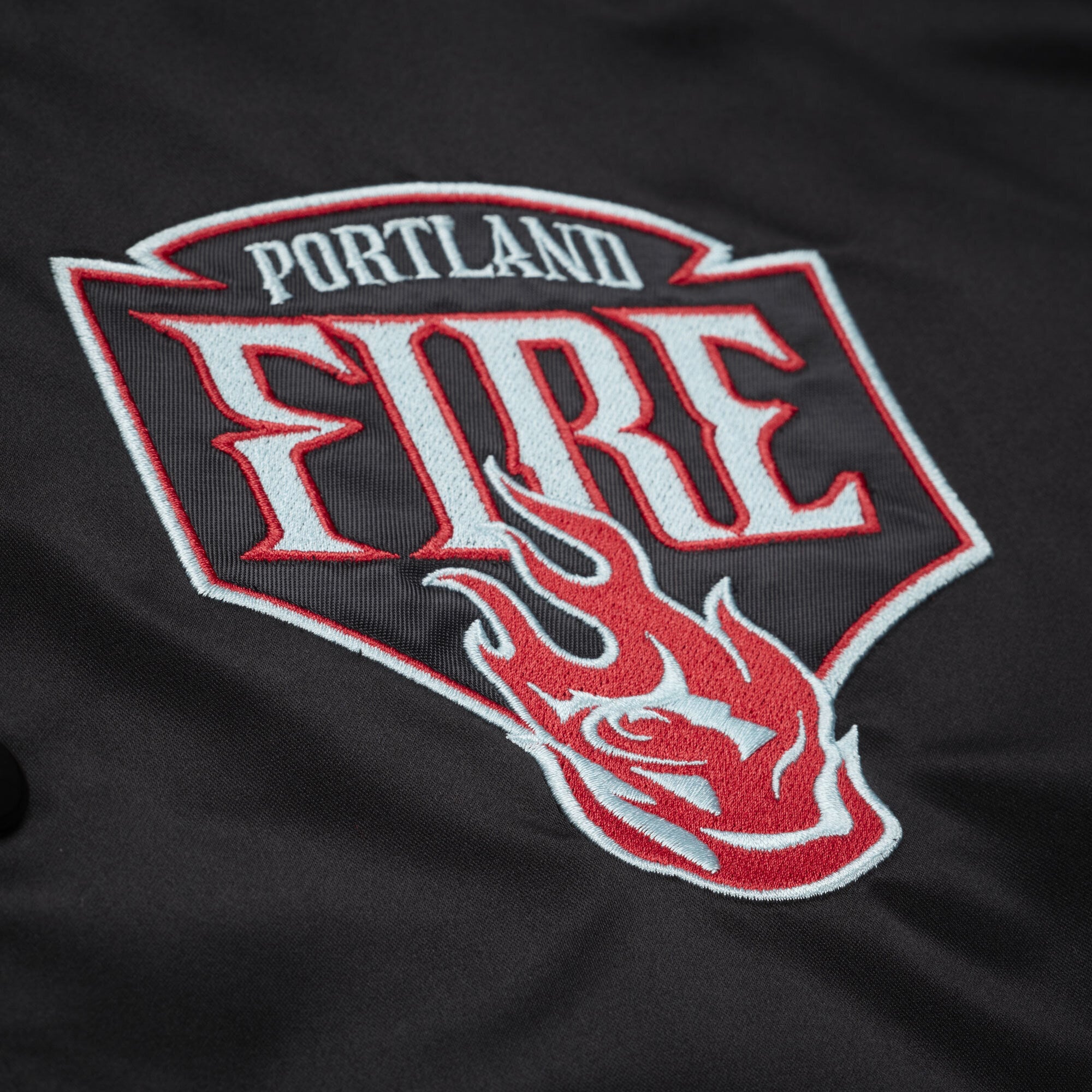 Men's Mitchell & Ness Black Portland Fire Lightweight Satin Jacket