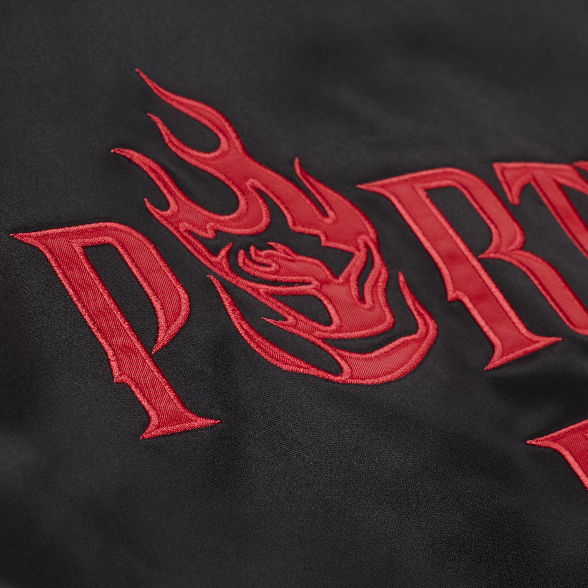 Men's Mitchell & Ness Black Portland Fire Lightweight Satin Jacket