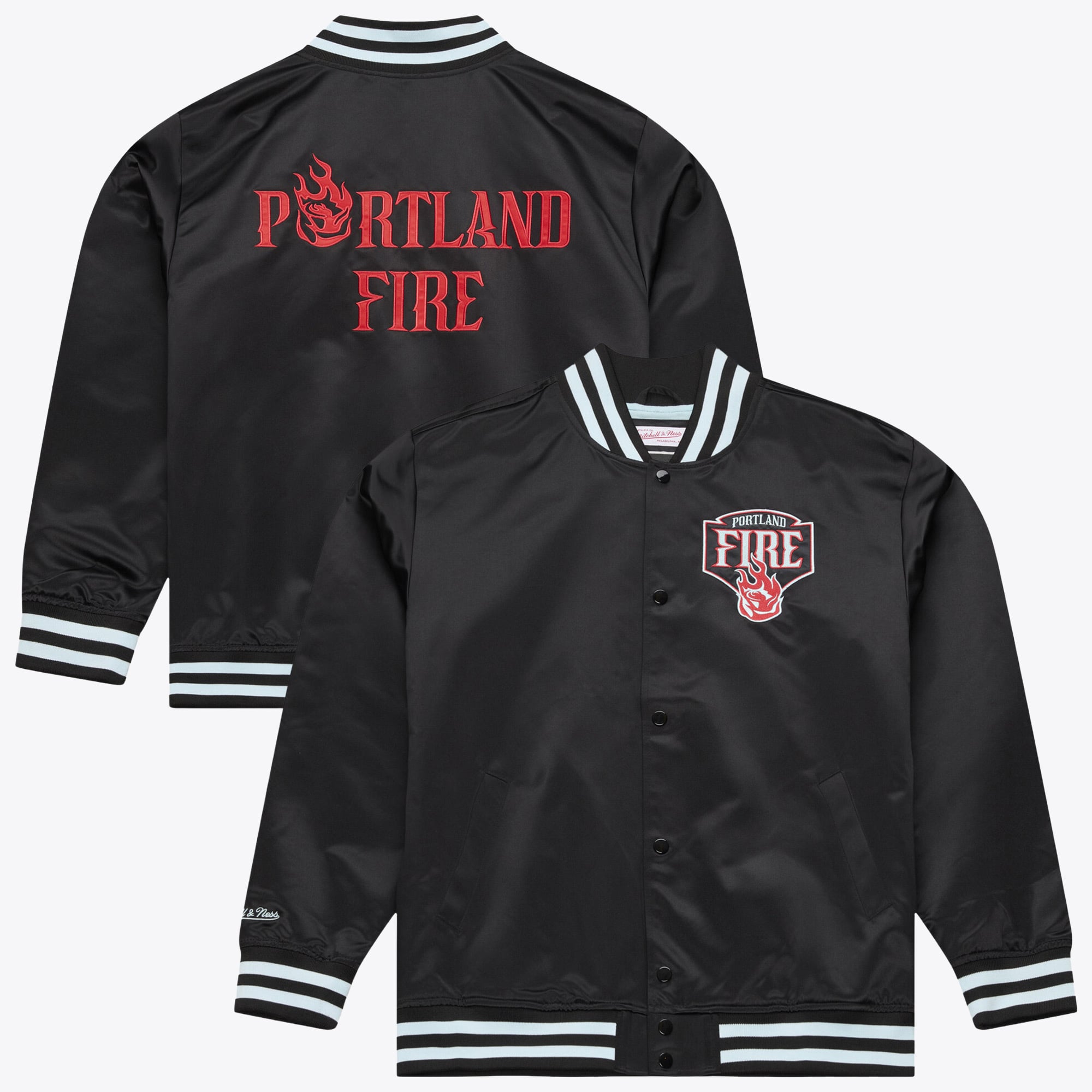 Men's Mitchell & Ness Black Portland Fire Lightweight Satin Jacket