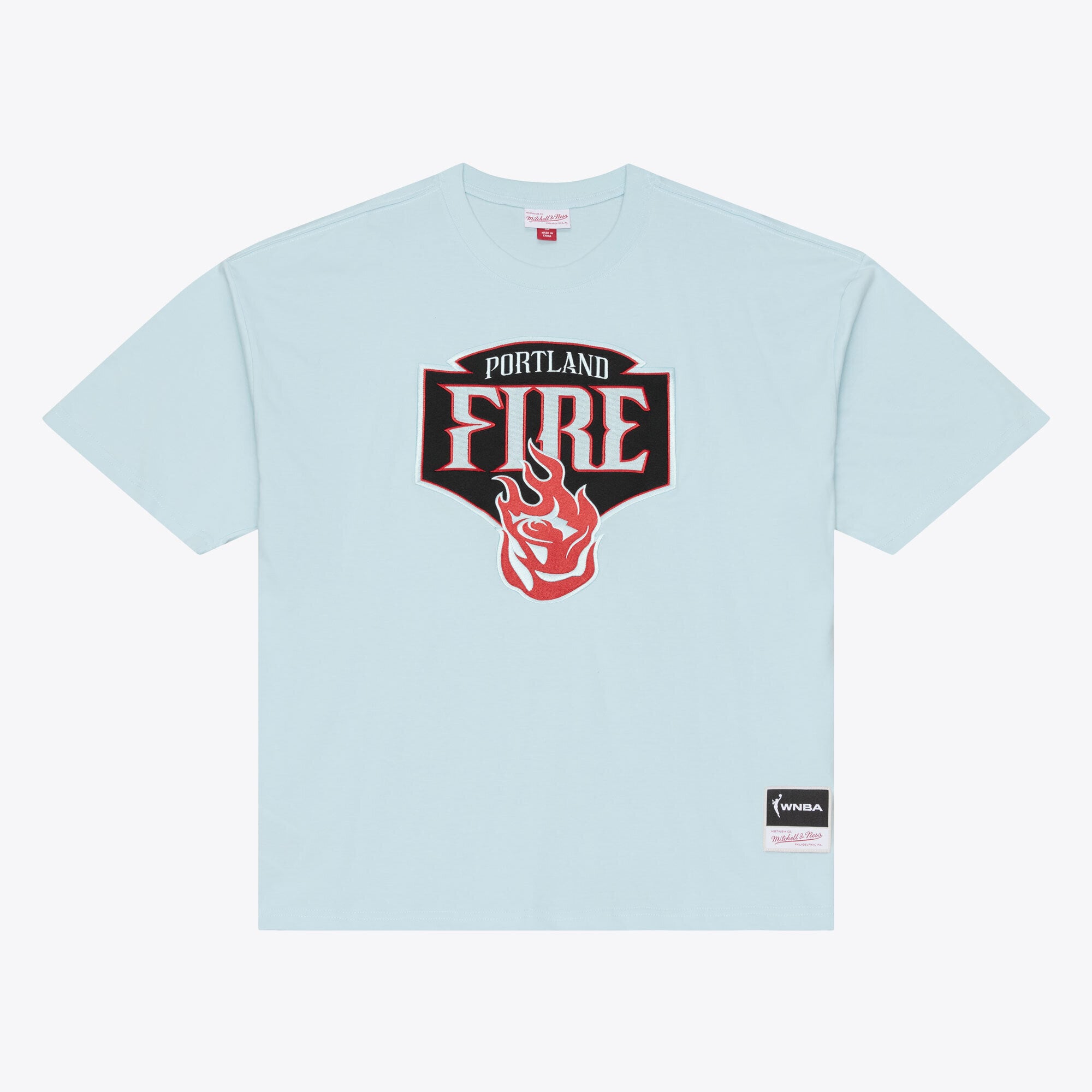 Men's Mitchell & Ness Powder Blue Portland Fire Logo Boxy T-Shirt