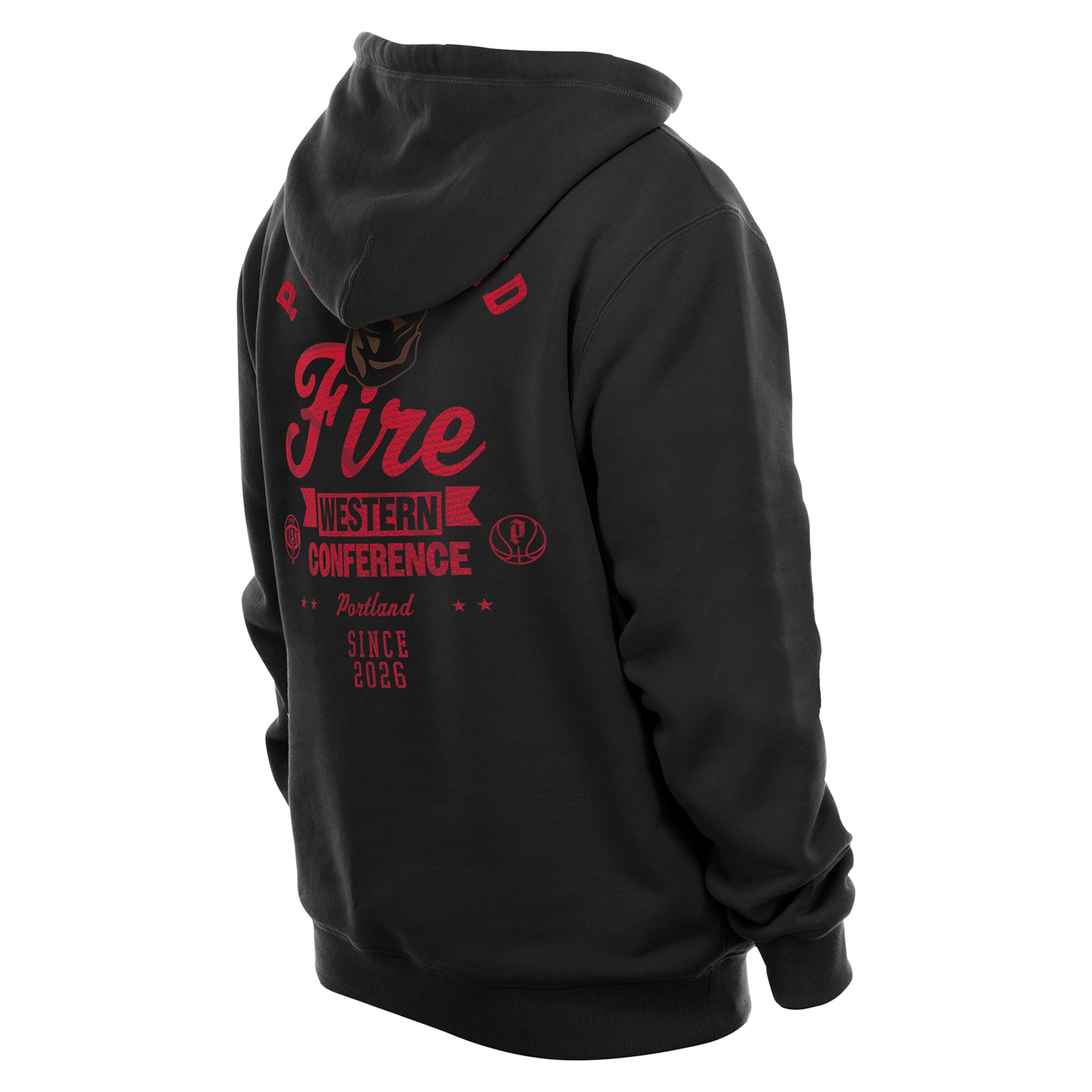 Sweat à capuche New Era noir pour homme avec logo Portland Fire Front au dos