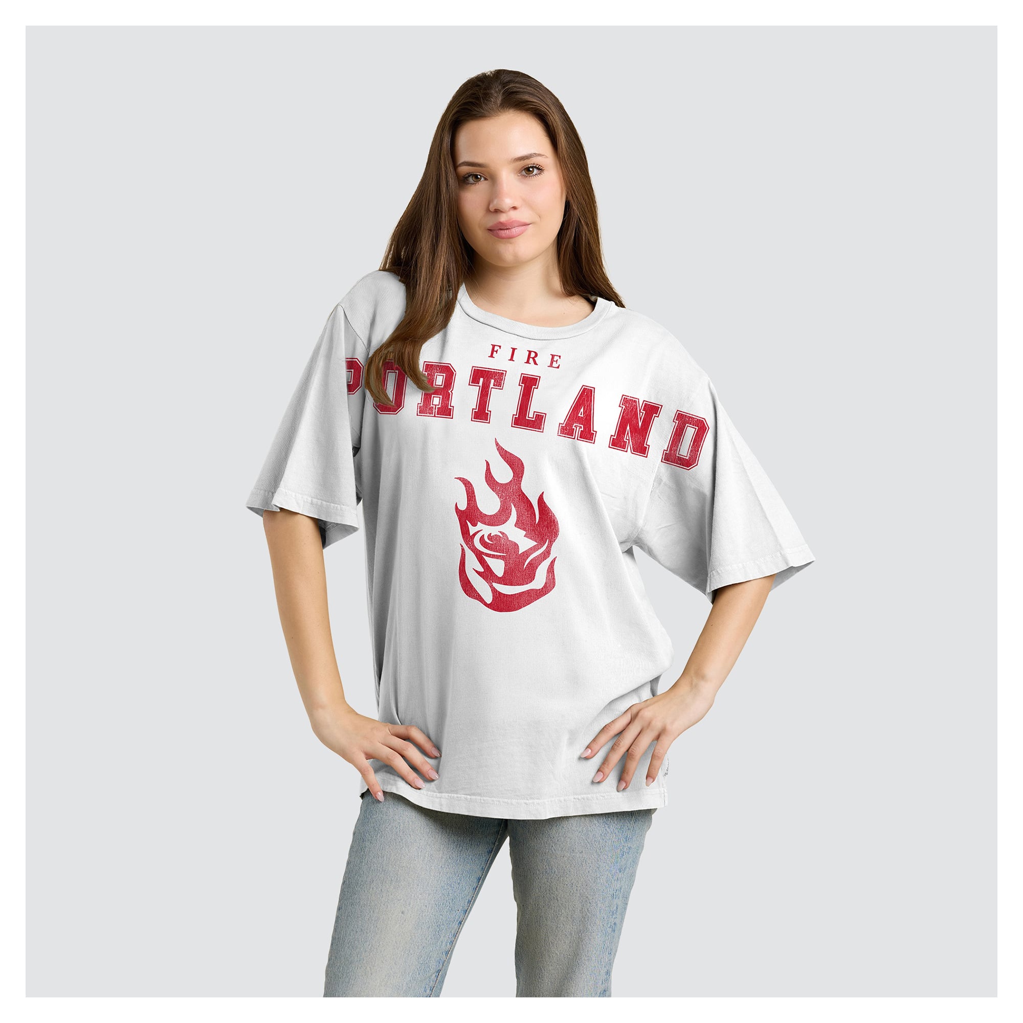 Women's Fanatics White Portland Fire Spirit Relaxed Jersey T-Shirt