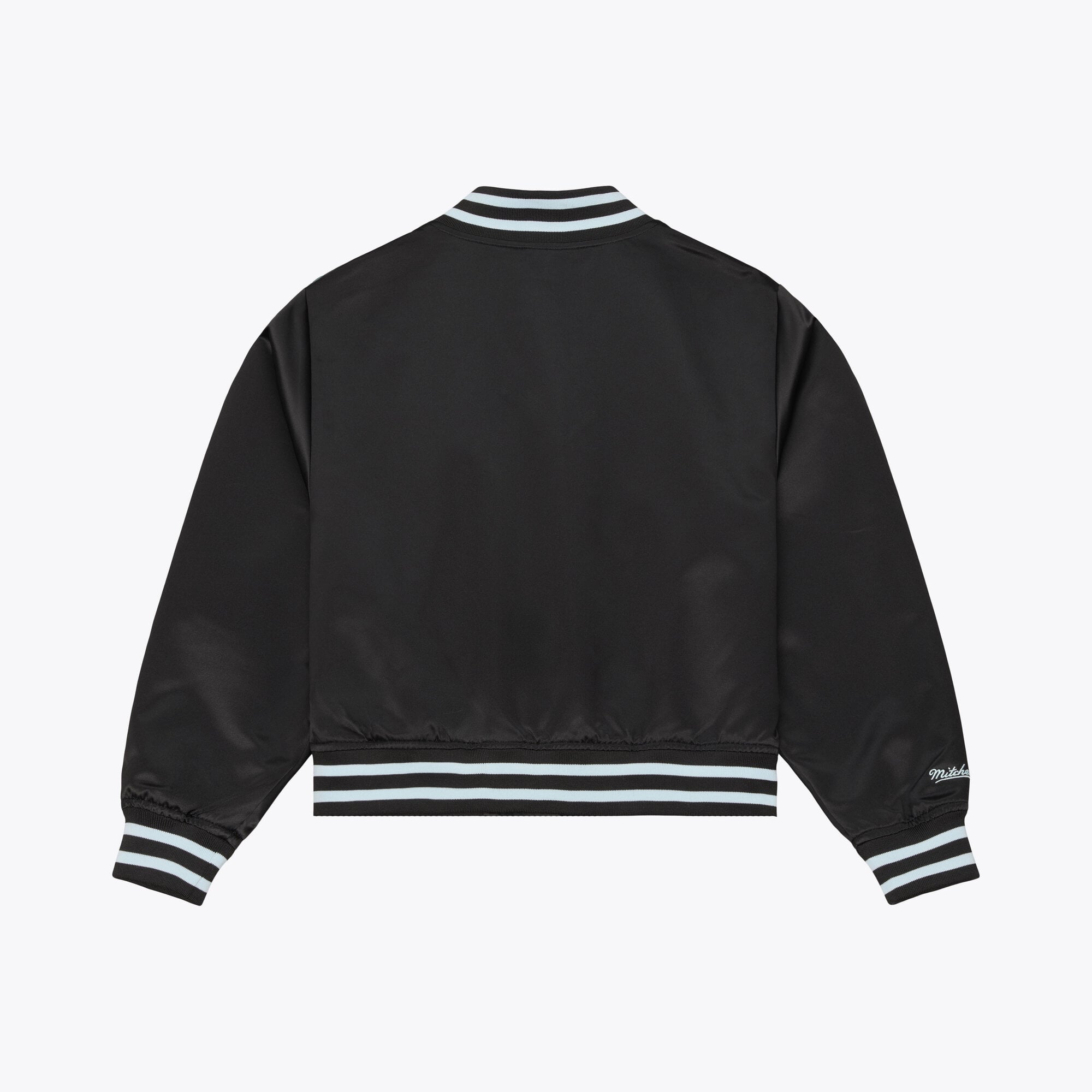 Women's Mitchell & Ness Black Portland Fire Lightweight Cropped Satin Jacket