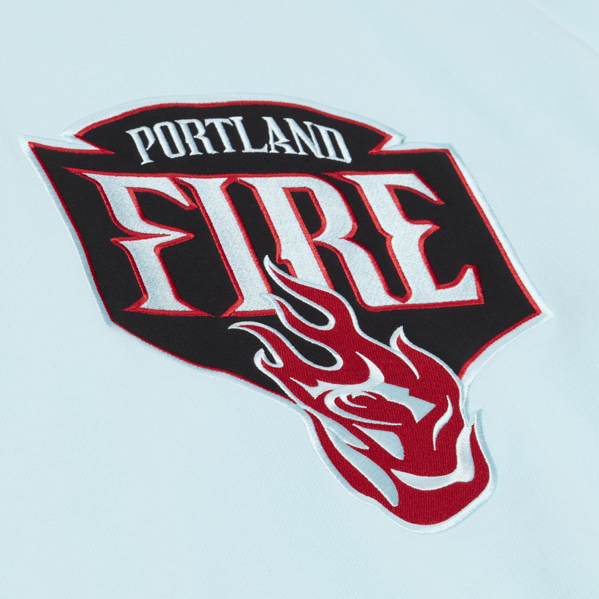 Women's Mitchell & Ness Powder Blue Portland Fire Lightweight Fleece Crewneck Sweatshirt
