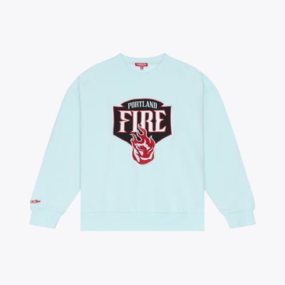  Portland Fire Mitchell & Ness Women's Lightweight Fleece Crewneck Sweatshirt - Powder Blue