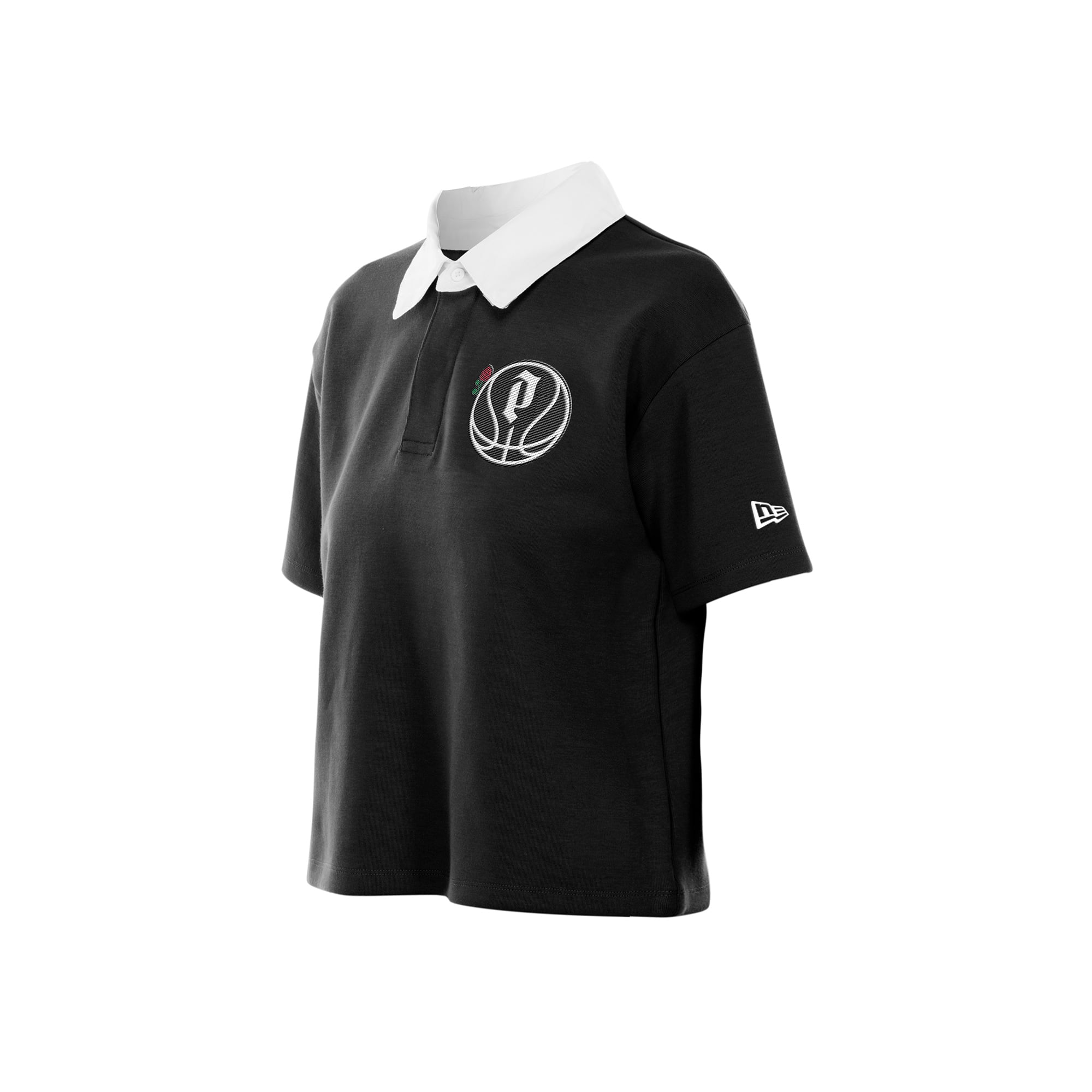 Women's New Era Black Portland Fire Throwback Boxy Cropped Polo