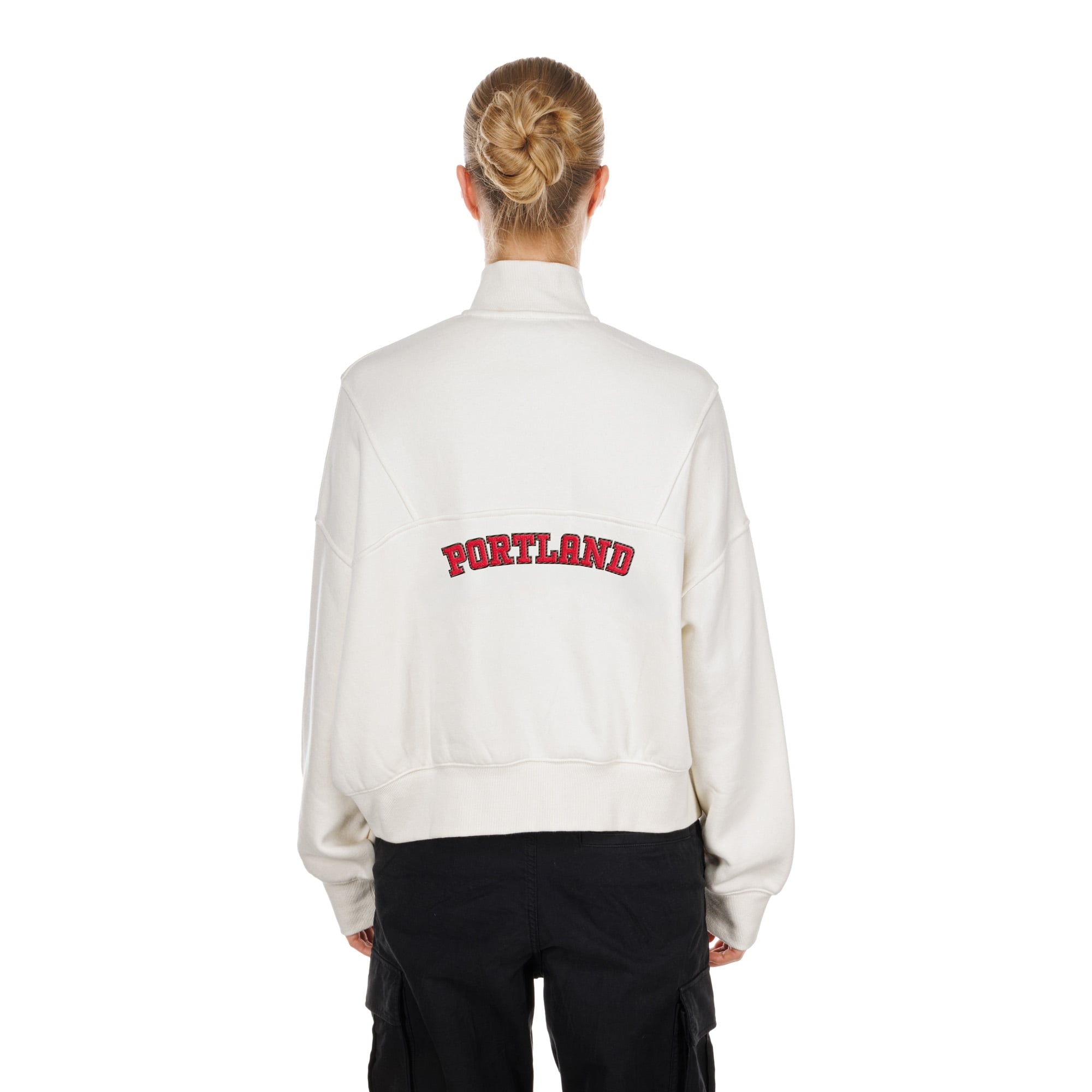 Women's New Era  Cream Portland Fire Dolman Quarter-Zip Fleece Pullover