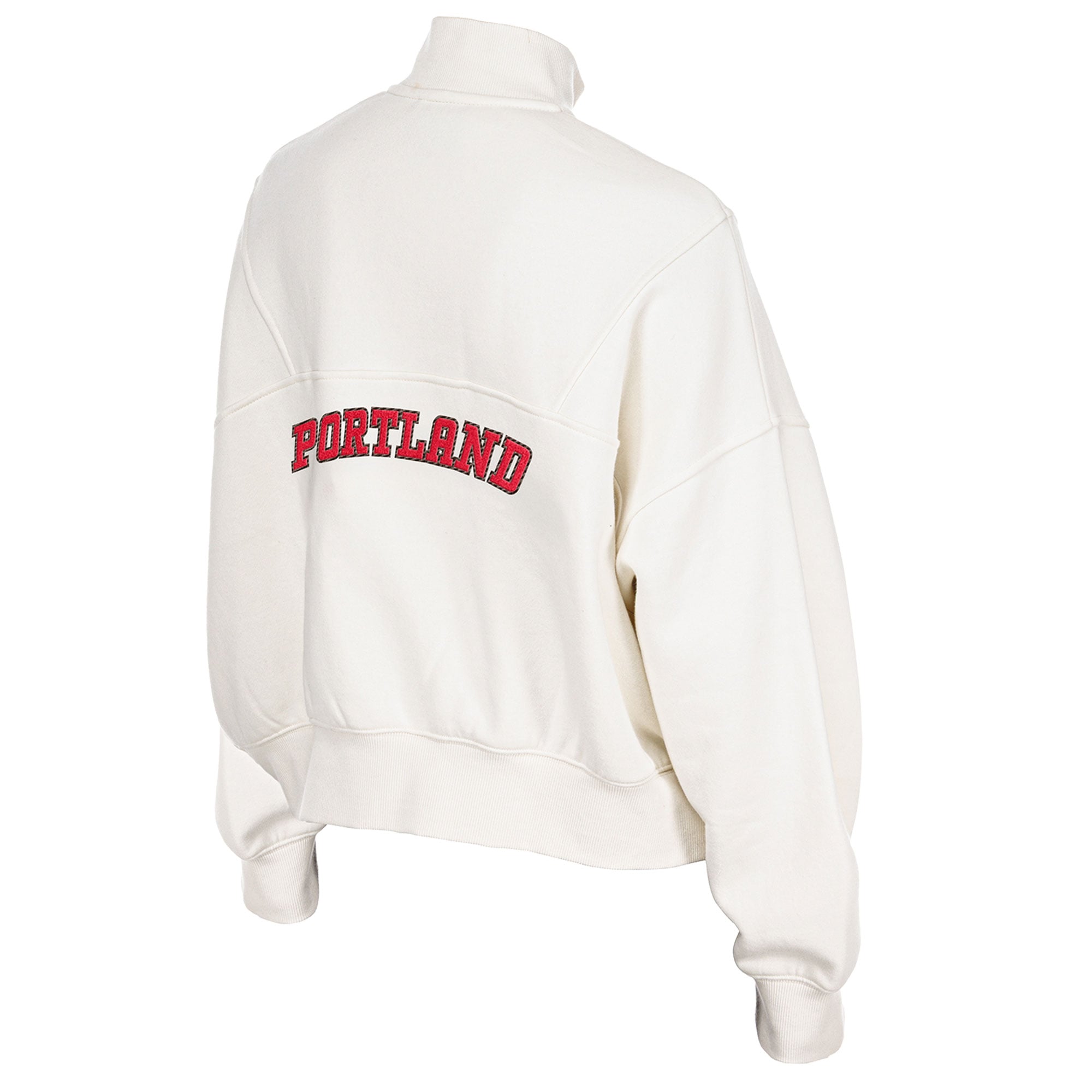 Women's New Era  Cream Portland Fire Dolman Quarter-Zip Fleece Pullover