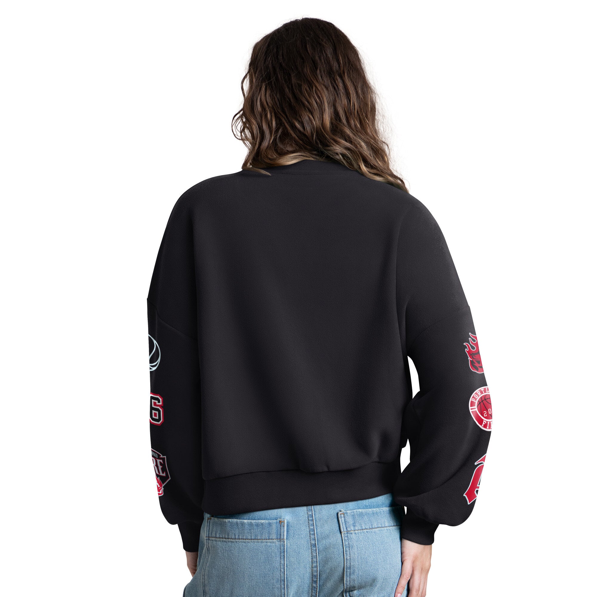 Sweat-shirt Starter noir pour femme, modèle Portland Fire Fan Catch