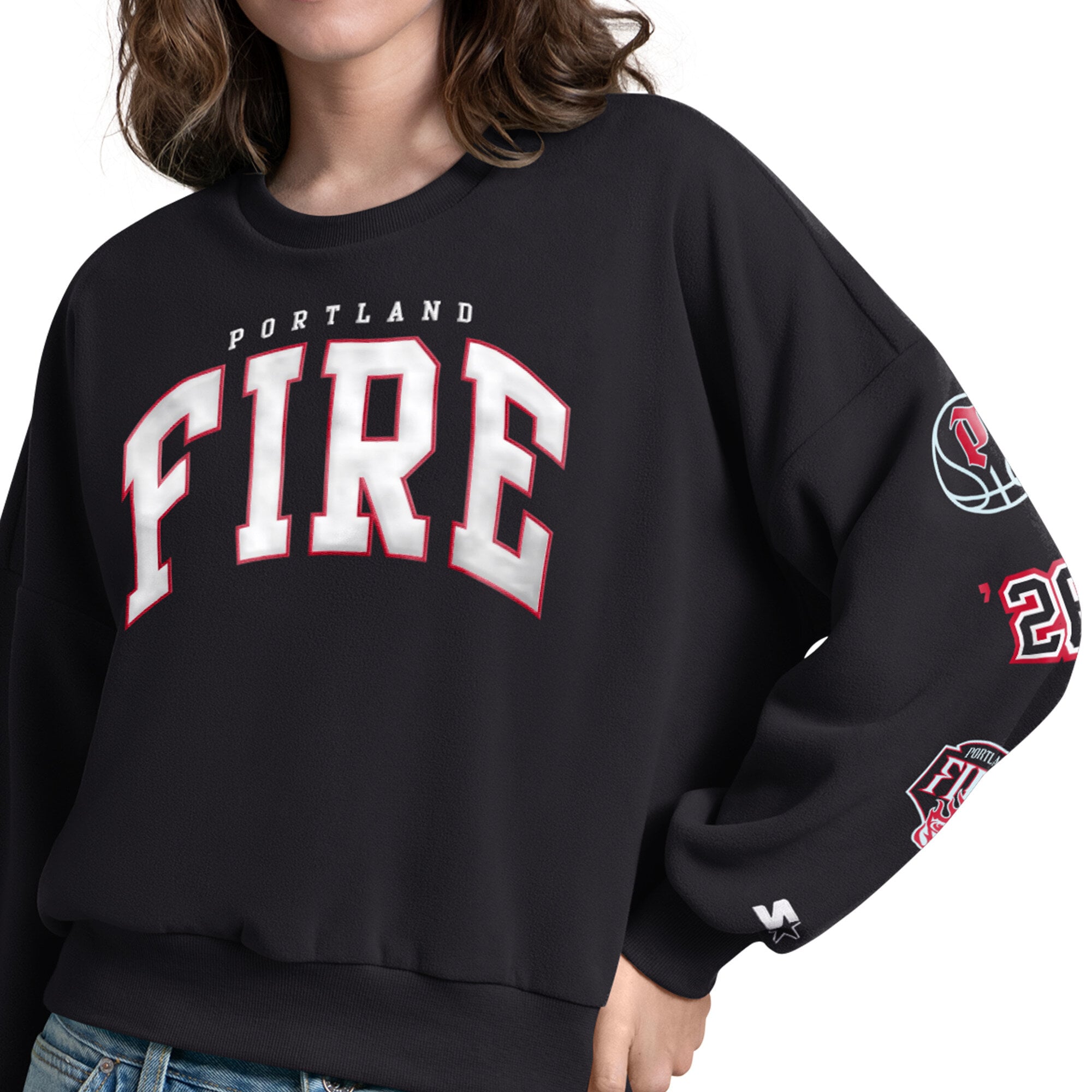 Sweat-shirt Starter noir pour femme, modèle Portland Fire Fan Catch