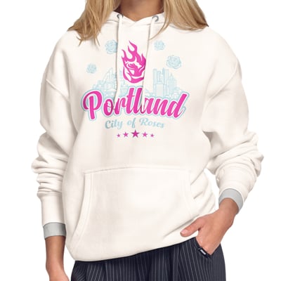 Portland Fire Starter Women's City Slogan Fleece Hoodie - White