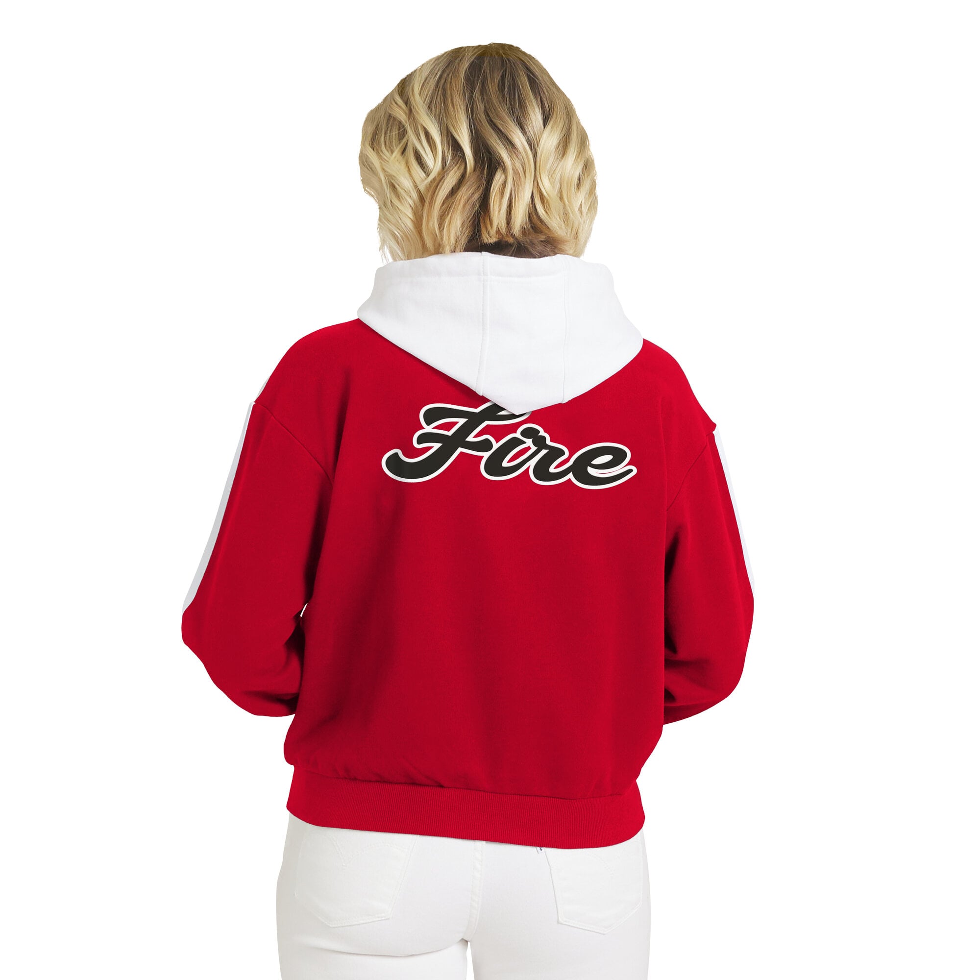 Sweat à capuche zippé rouge et blanc Portland Fire de la marque WEAR by Erin Andrews pour femme