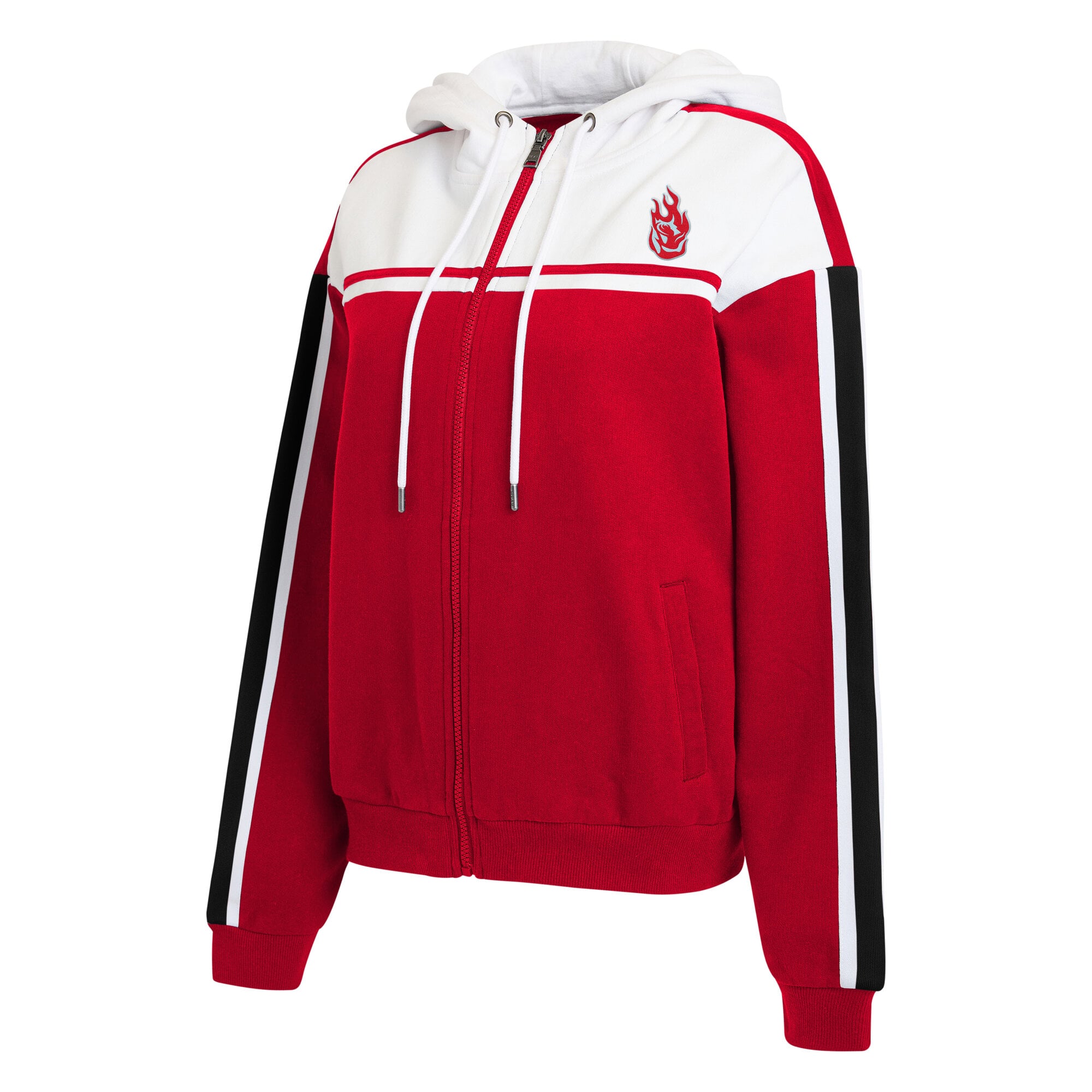 Sweat à capuche zippé rouge et blanc Portland Fire de la marque WEAR by Erin Andrews pour femme