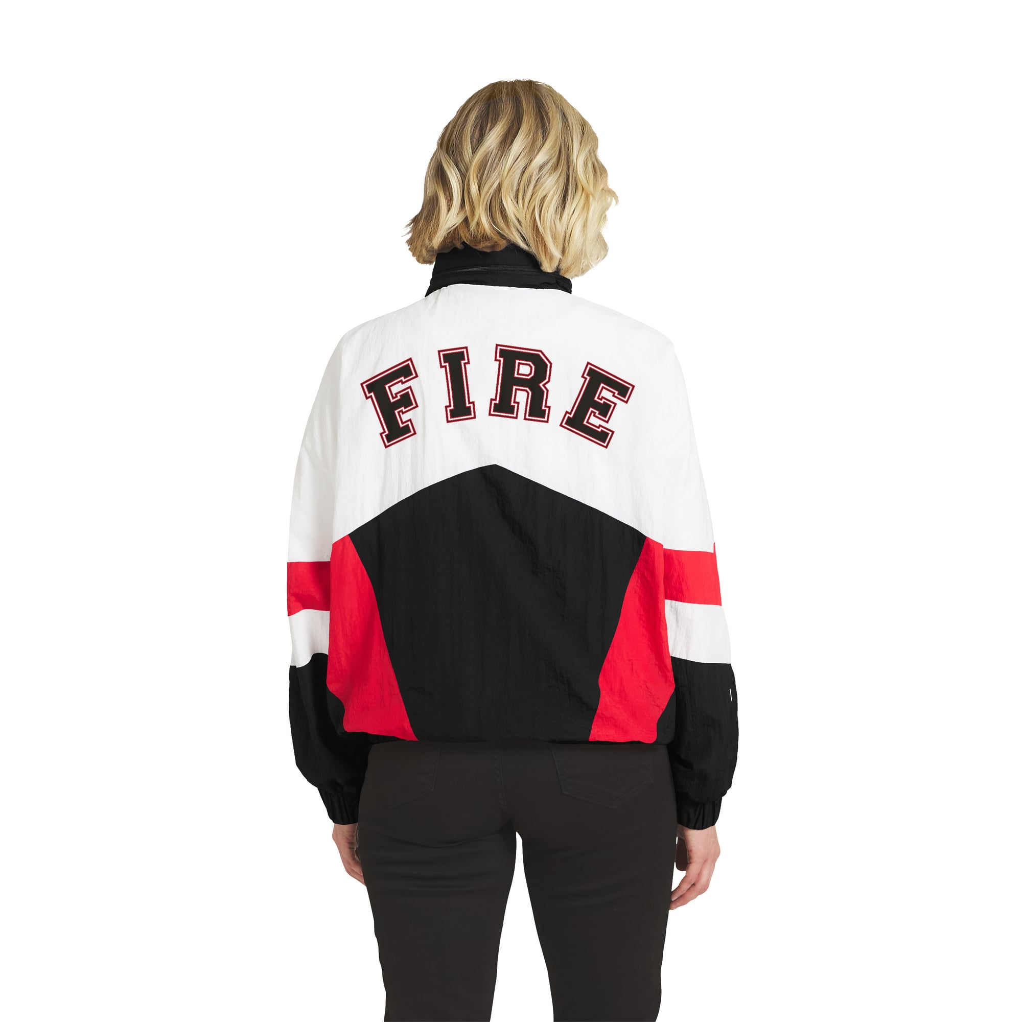 Veste coupe-vent zippée blanche et noire Portland Fire pour femme de la marque WEAR by Erin Andrews