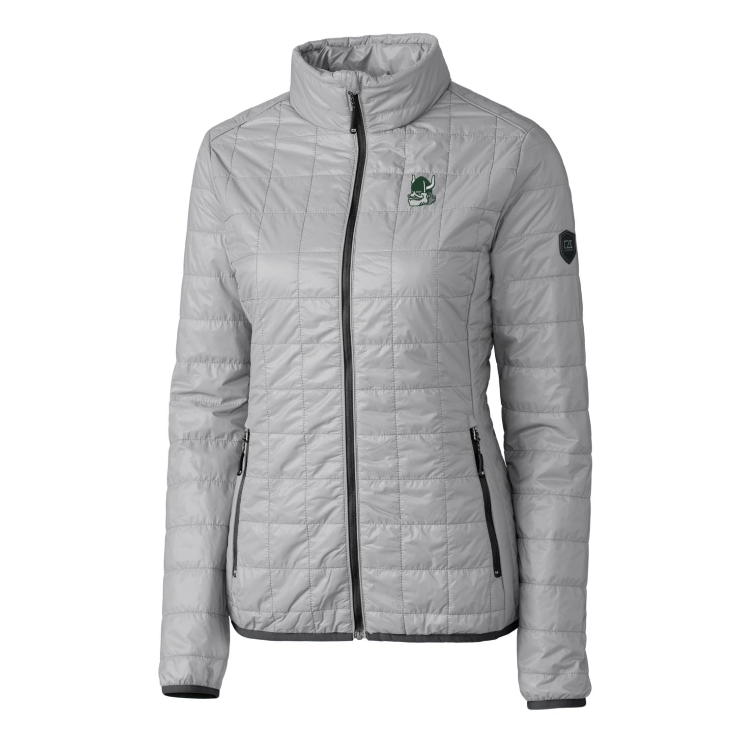 Women's Cutter & Buck Gray Portland State Vikings Vault Rainier PrimaLoft Eco Insulated Full-Zip Puffer Jacket