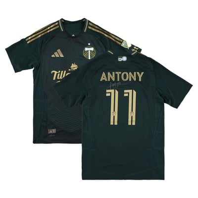 Antony Portland Timbers Autographed Fanatics Authentic Match-Used #11 Green Jersey from the 2025 MLS Season - Size S