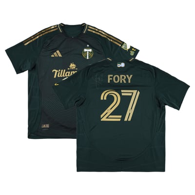 Jimer Fory Portland Timbers Autographed Fanatics Authentic Match-Used #27 Green Jersey from the 2025 MLS Season - Size L