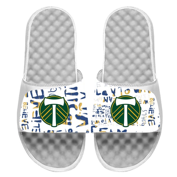 Youth Portland Timbers ISlide White Kick Cancer Slide Sandals display picture 3