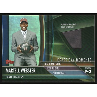 2005-06 Topps Big Game Draft Day Moments Relics #MWE2 Martell Webster Ball/75