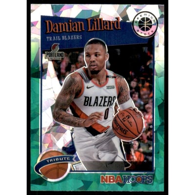 2019-20 Hoops Premium Stock Prizms Green Cracked Ice #291 Damian Lillard