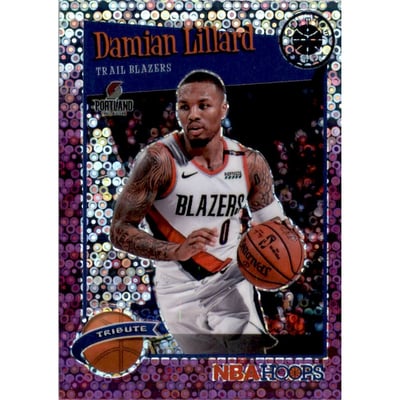 2019-20 Hoops Premium Stock Prizms Purple Disco #291 Damian Lillard