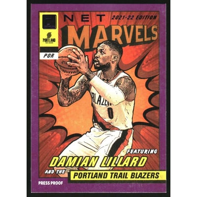 2021-22 Donruss Net Marvels Press Proof Purple #18 Damian Lillard