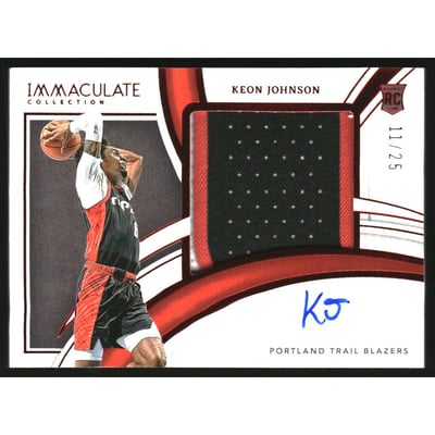 2021-22 Immaculate Collection Premium Patch Autographs Red #77 Keon Johnson/25