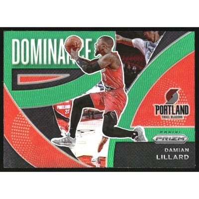 2021-22 Panini Prizm Dominance Prizms Green #18 Damian Lillard