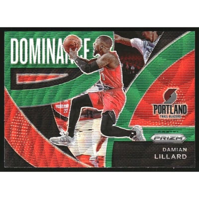 2021-22 Panini Prizm Dominance Prizms Green Wave #18 Damian Lillard