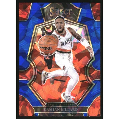 2022-23 Select Prizms Blue Cracked Ice #107 Damian Lillard