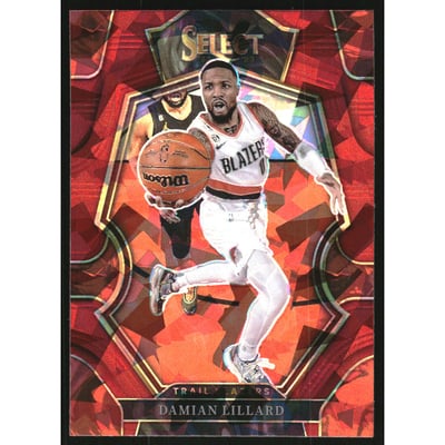 2022-23 Select Prizms Red Cracked Ice #107 Damian Lillard
