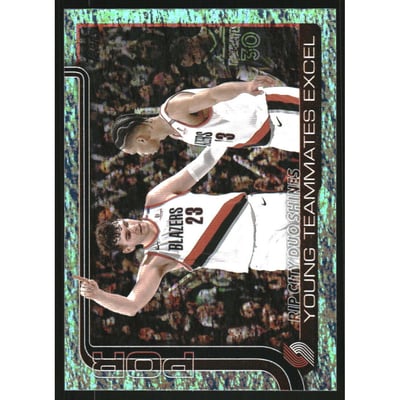 2025-26 Topps Aqua Holo Foil #289 Rip City Duo Shines/Toumani Camara/Shaedon Sharpe