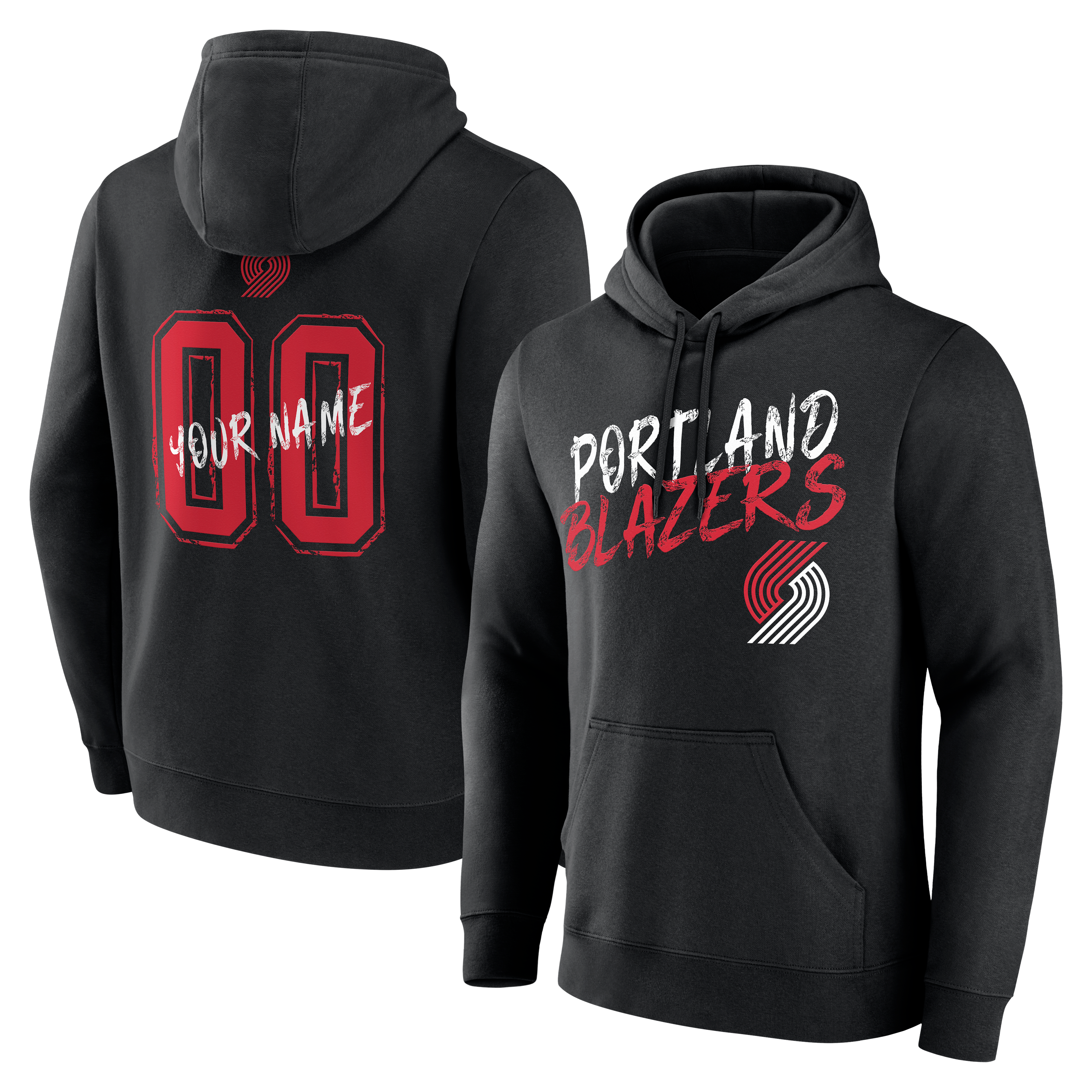 Men's Black Portland Trail Blazers Hustle Personalized Name & Number Hoodie