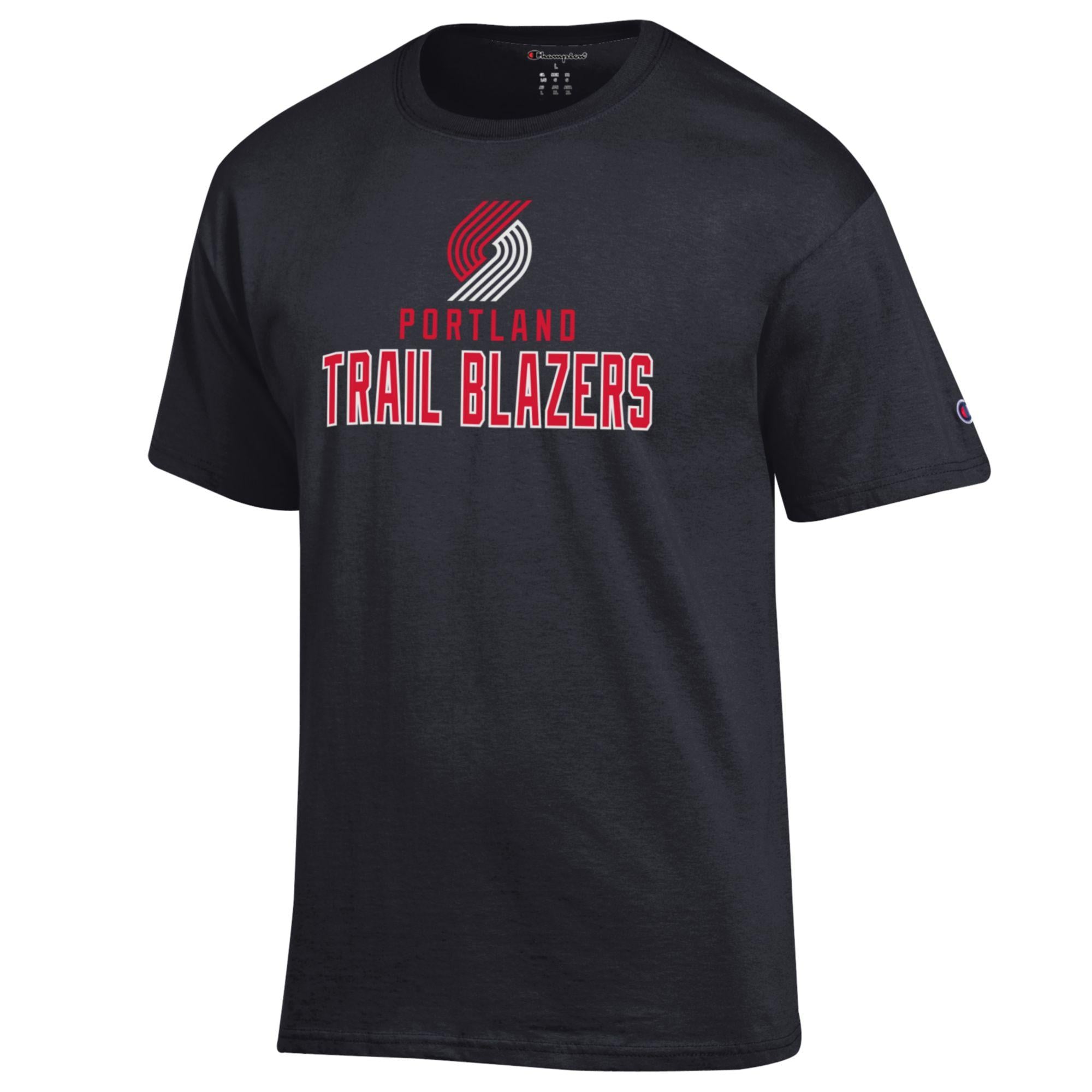 T-shirt en coton noir Champion Portland Trail Blazers pour homme