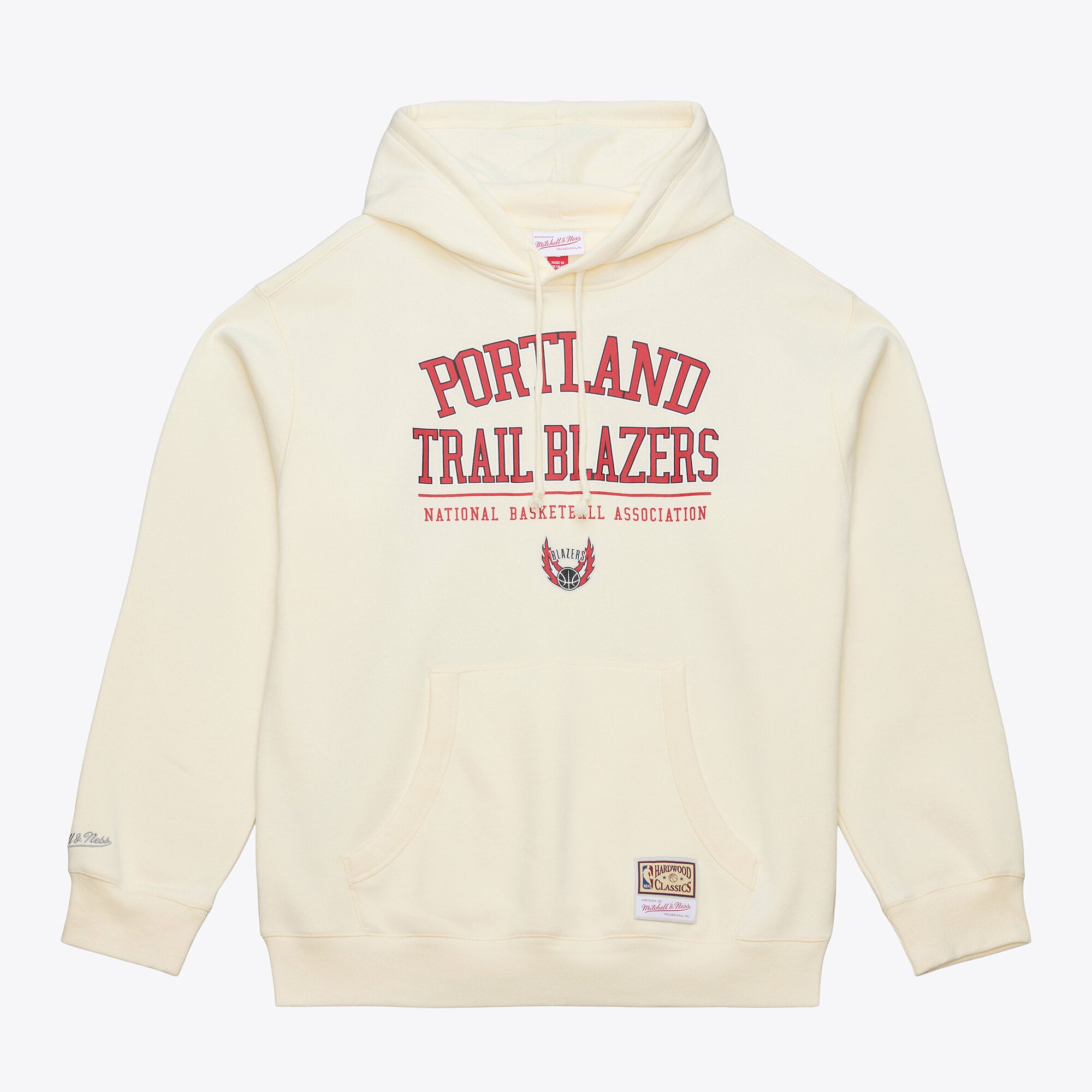 Sweat à capuche en polaire crème Mitchell & Ness pour homme, Portland Trail Blazers.