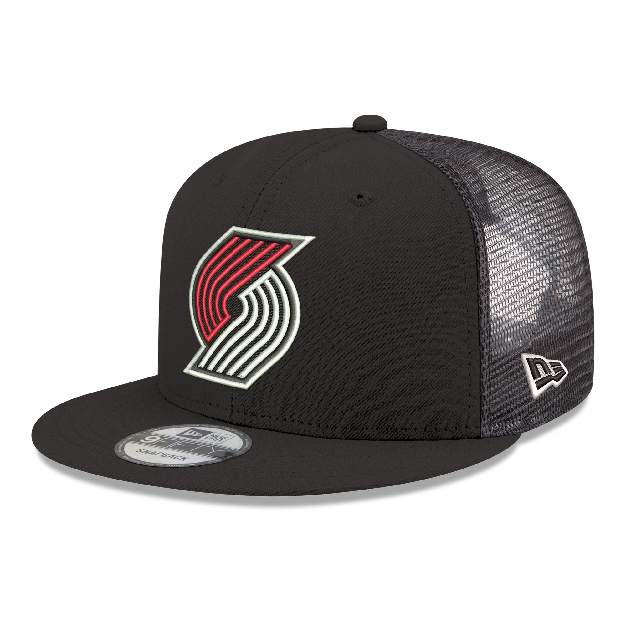 Men's Portland Trail Blazers New Era Black Core Logo Meshback 9FIFTY Snapback Hat