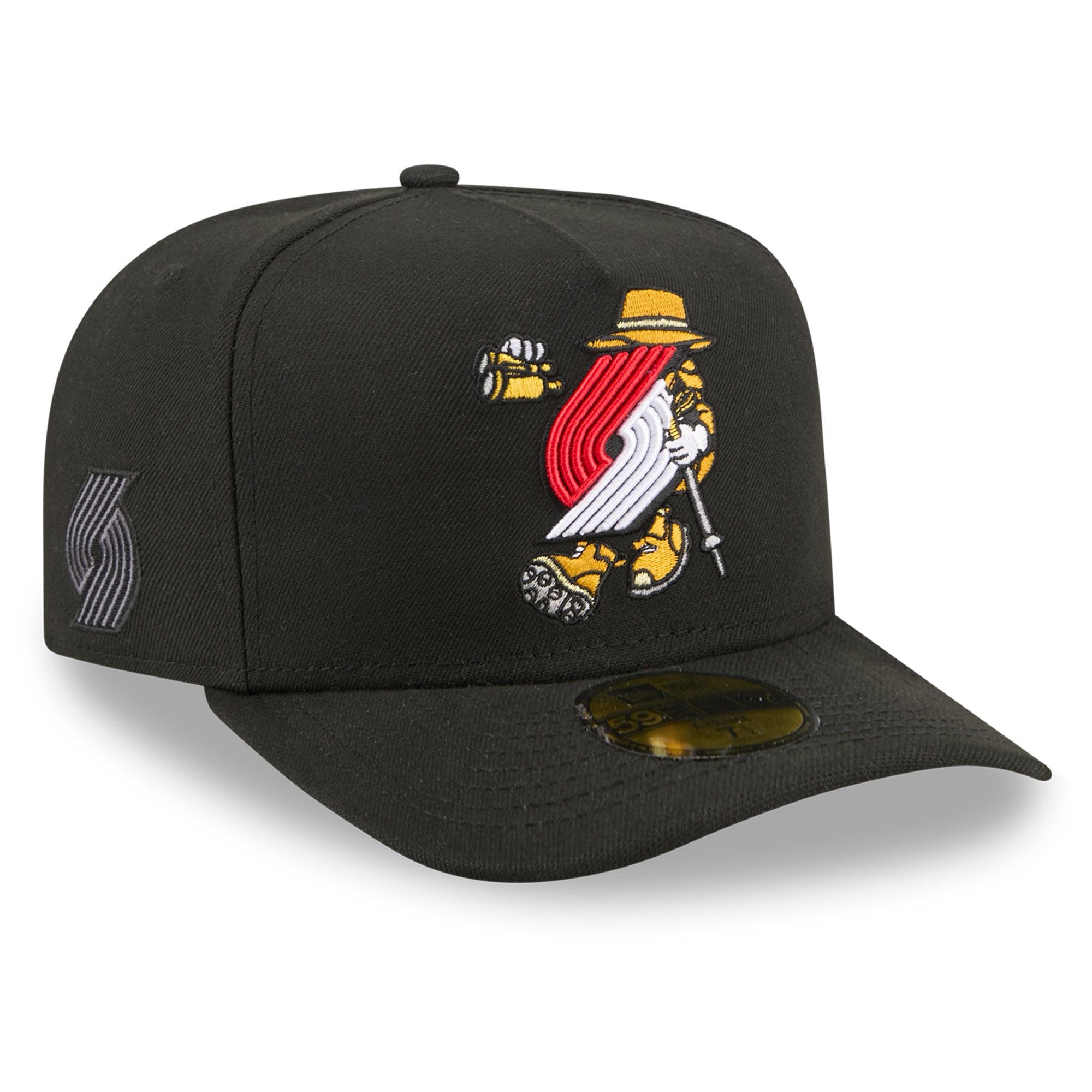 Casquette ajustée New Era 59FIFTY noire pour homme, logo Portland Trail Blazers Injection Cartoon, style A-Frame