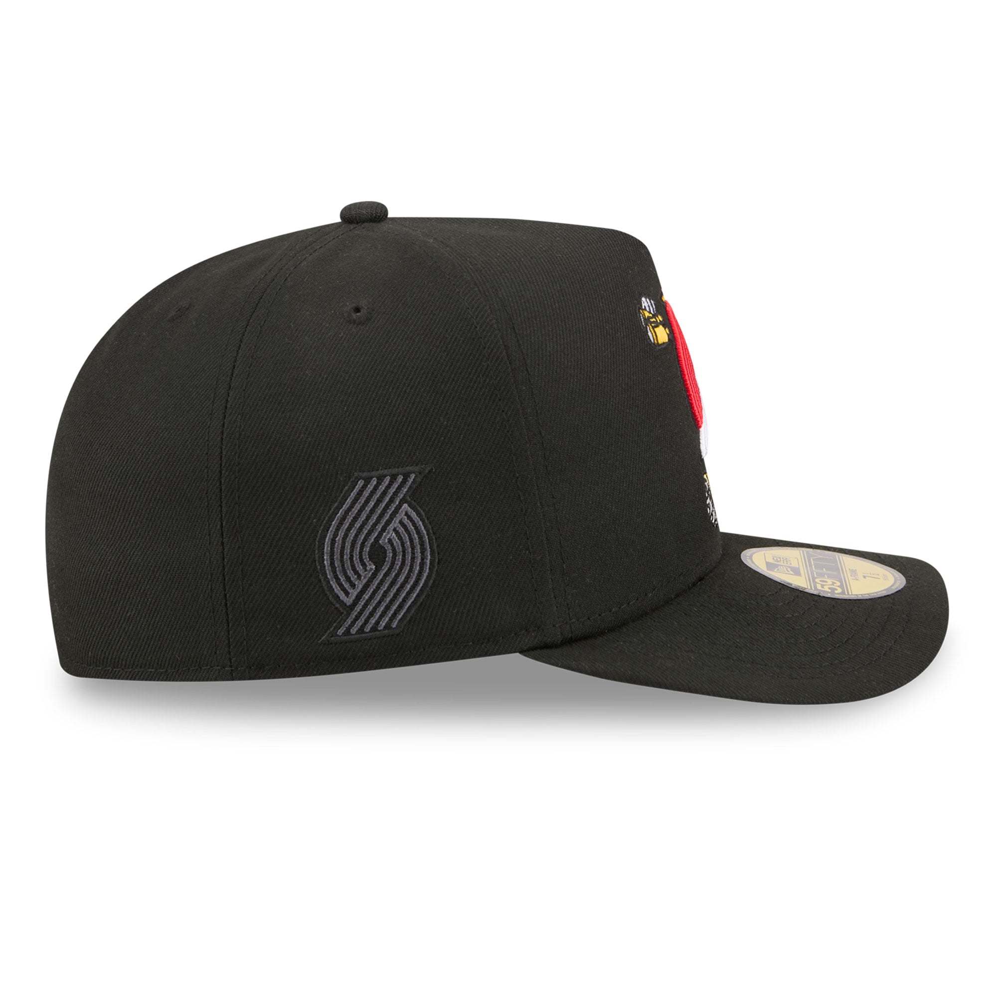 Casquette ajustée New Era 59FIFTY noire pour homme, logo Portland Trail Blazers Injection Cartoon, style A-Frame