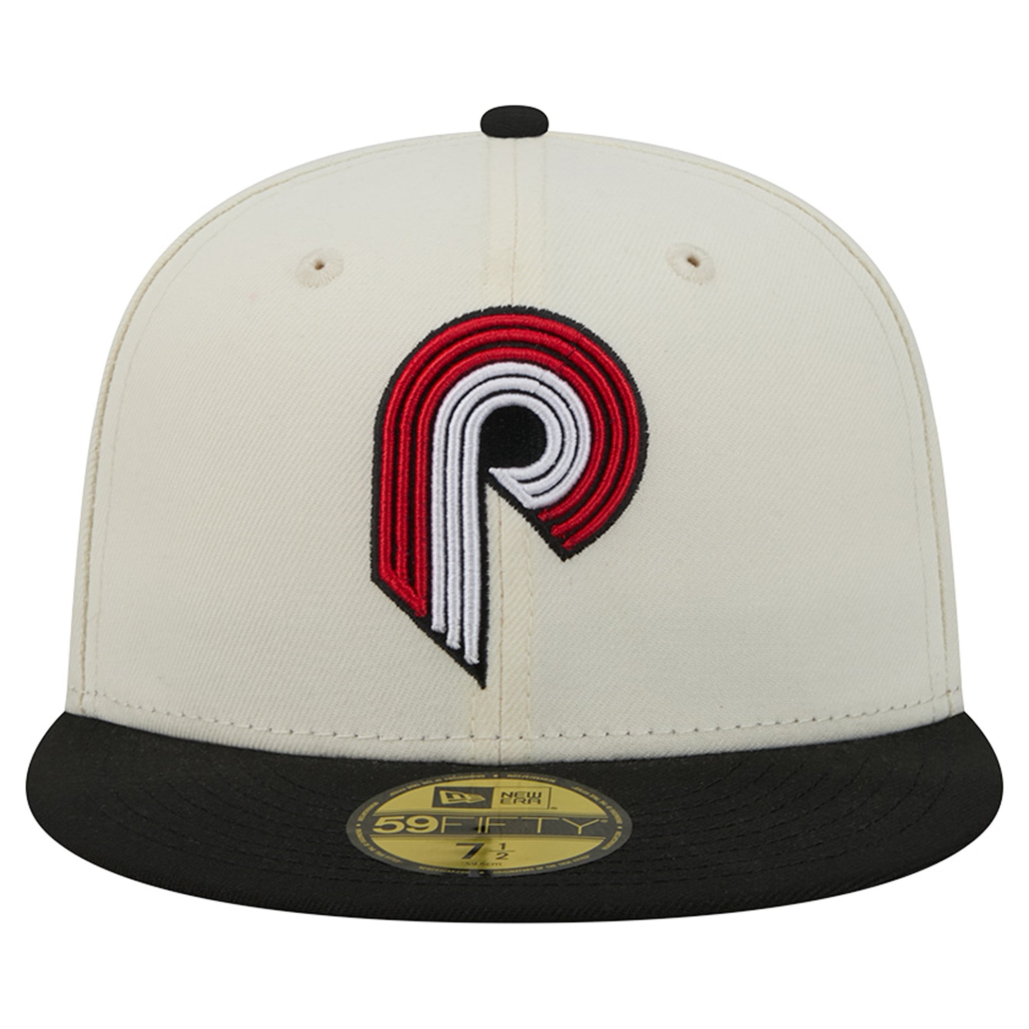 Men's New Era Cream/Black Portland Trail Blazers Deceptor 59FIFTY Fitted Hat