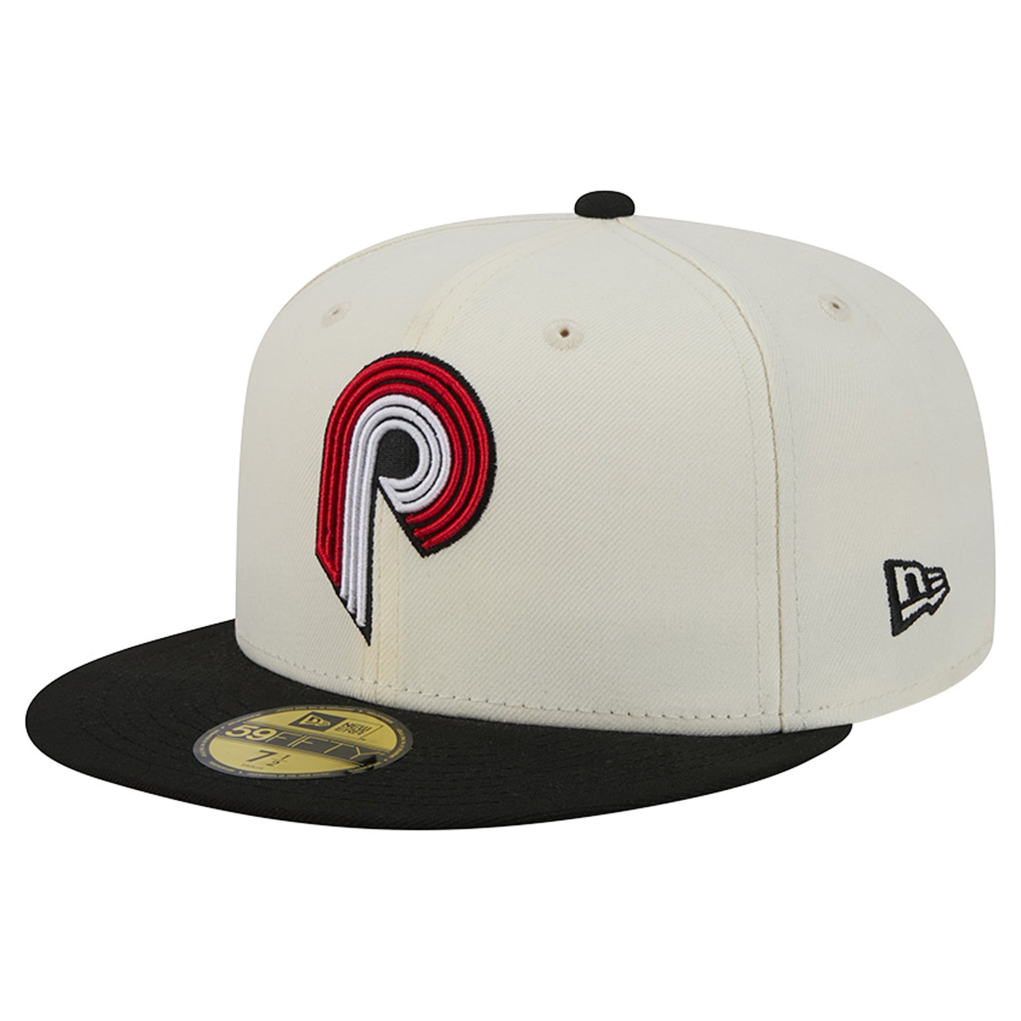 Men's New Era Cream/Black Portland Trail Blazers Deceptor 59FIFTY Fitted Hat