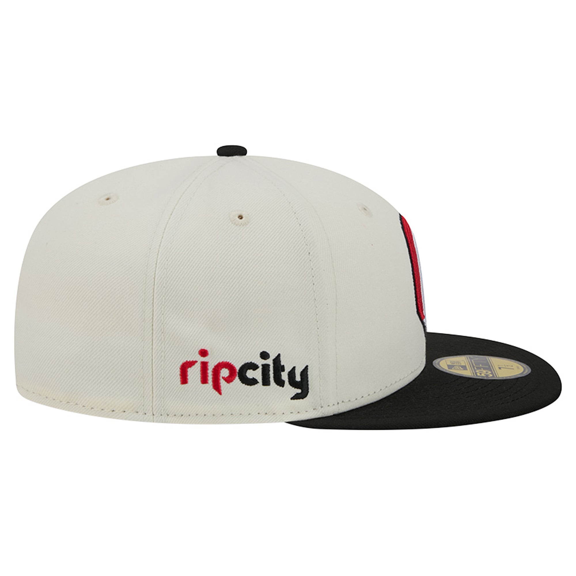 Men's New Era Cream/Black Portland Trail Blazers Deceptor 59FIFTY Fitted Hat