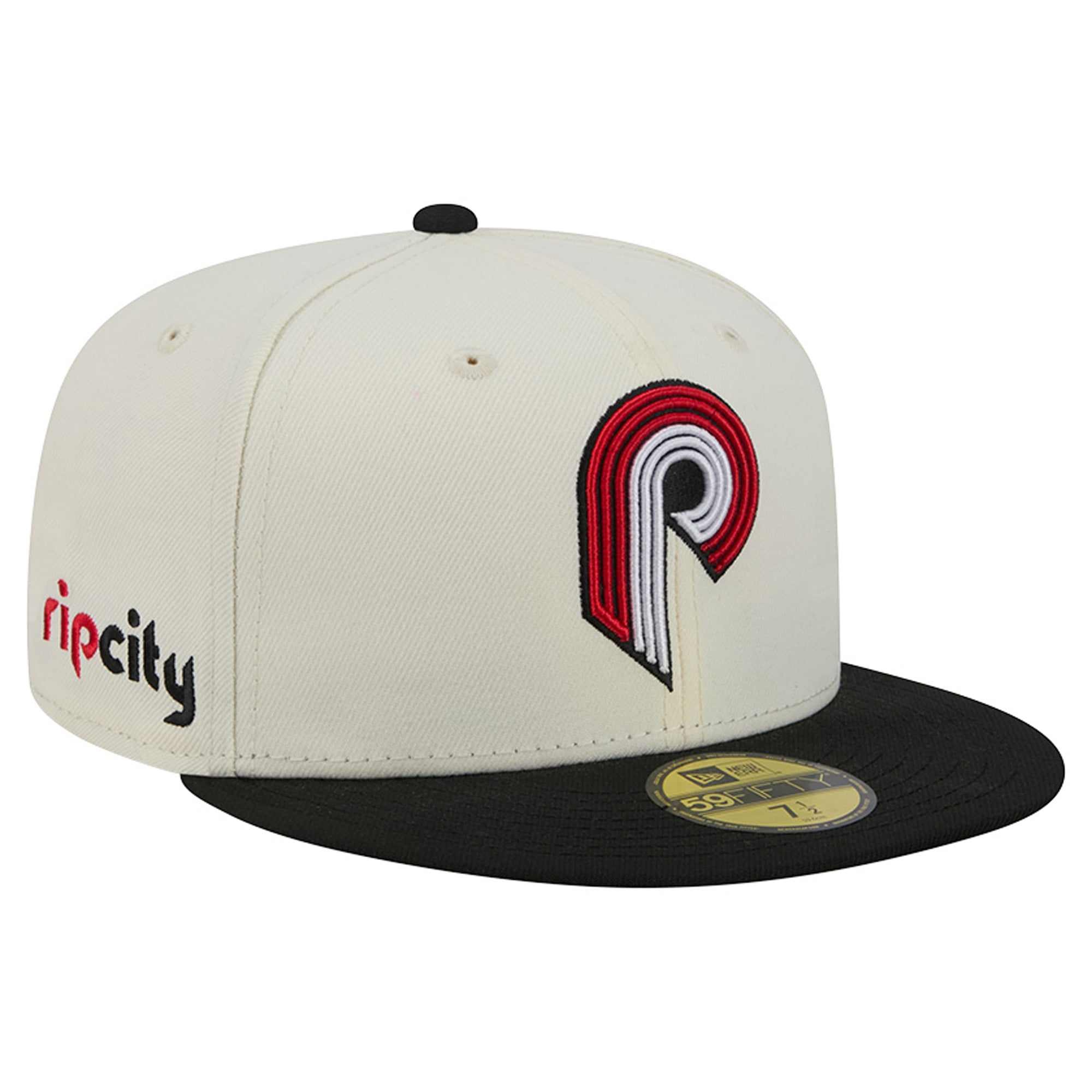 Men's New Era Cream/Black Portland Trail Blazers Deceptor 59FIFTY Fitted Hat