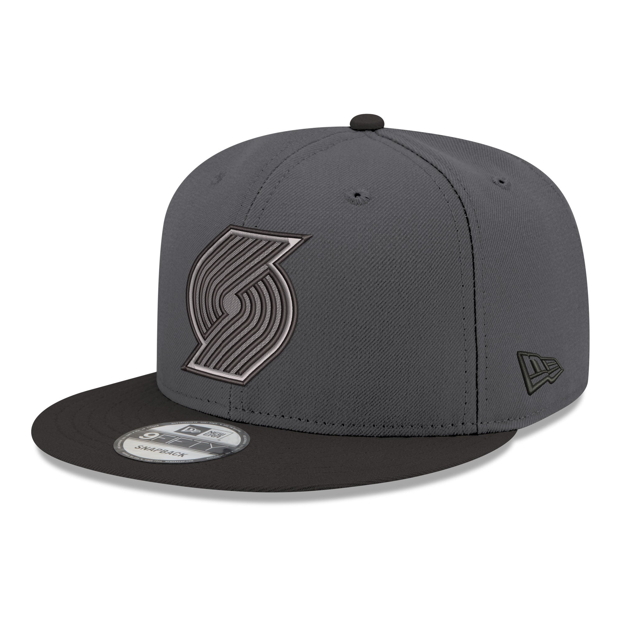 Men's Portland Trail Blazers New Era Gray/Black Logo 2-Tone 9FIFTY Snapback Hat