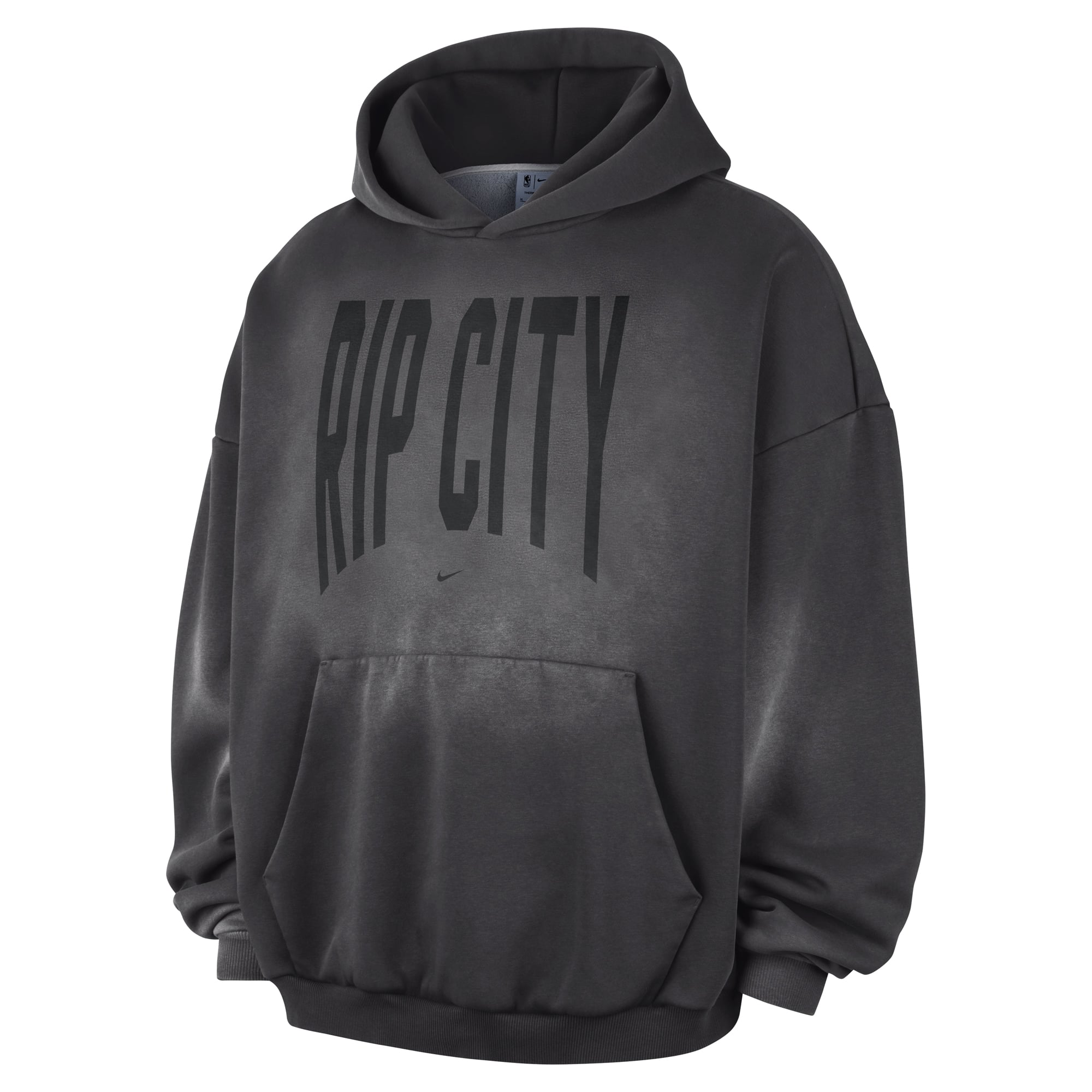 Men's Nike Charcoal Portland Trail Blazers 2026 Standard Issue Travel Washed Fleece Pullover Hoodie