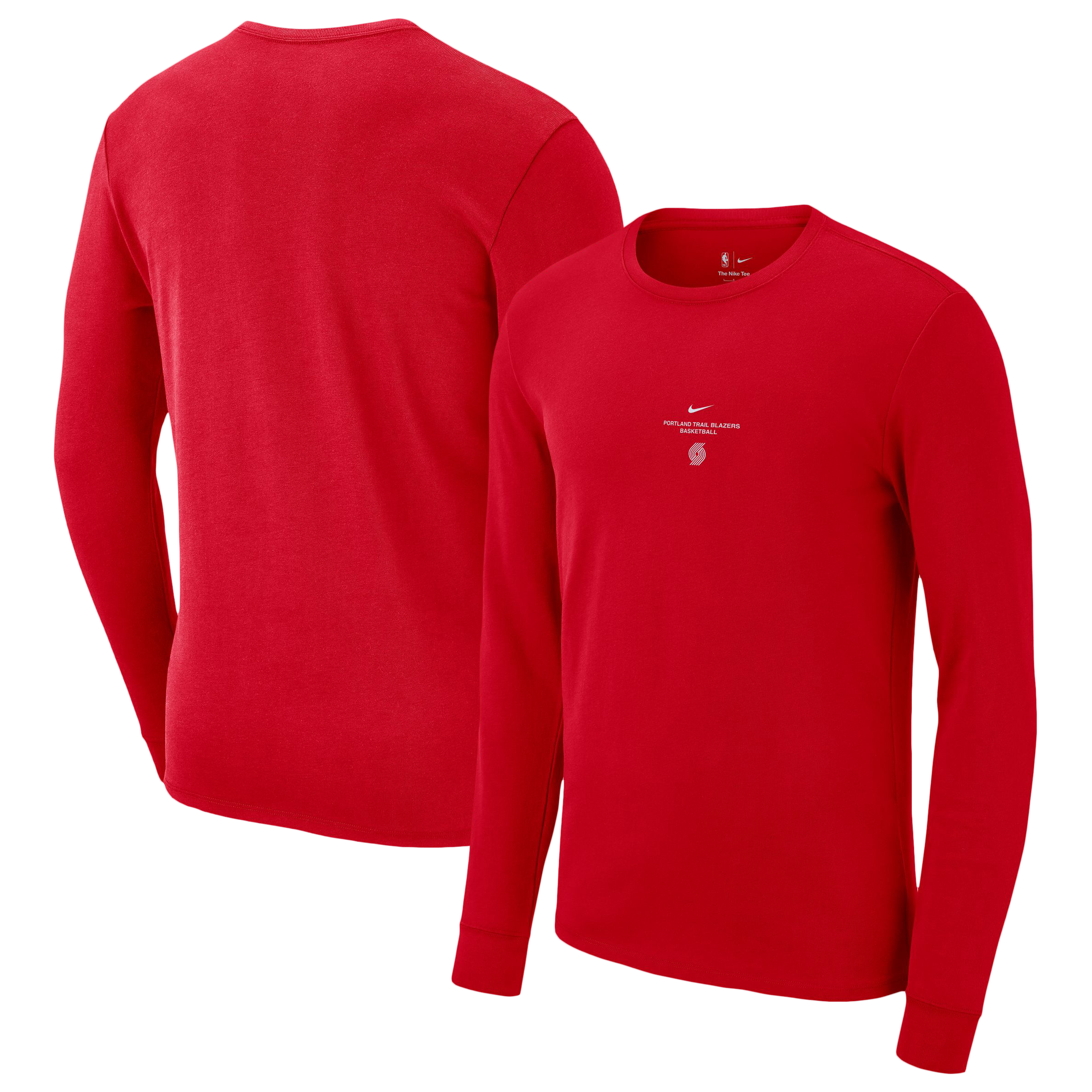 T-shirt d'entraînement à manches longues Nike rouge Portland Trail Blazers 2026 Standard Issue pour homme