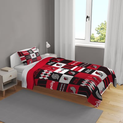 Portland Trail Blazers Pegasus Patchwork Plaid Two-Piece Twin/Twin XL Bed in a Bag Set