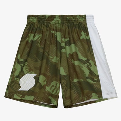 Portland Trail Blazers Mitchell & Ness 1991 Ghost Camo Swingman Shorts - Green - Mens